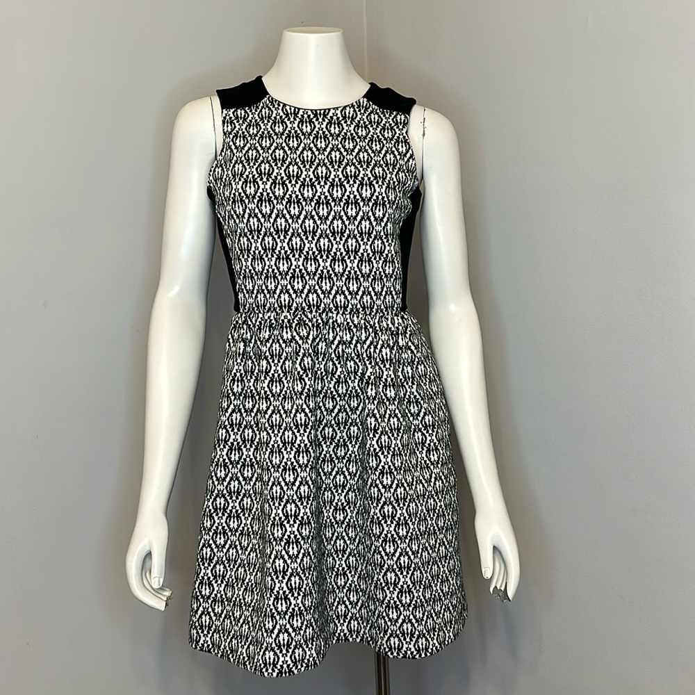 Madewell Black White Damask Pattern Sleeveless Dress